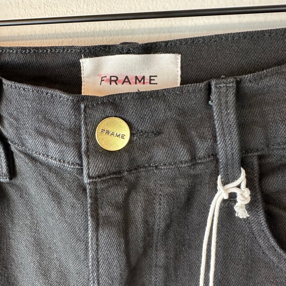 FRAME Denim Black 'Le Vintage' Bermuda Jean Shorts Frayed Raw-Edge Hem NWT 29 - Picture 4 of 11